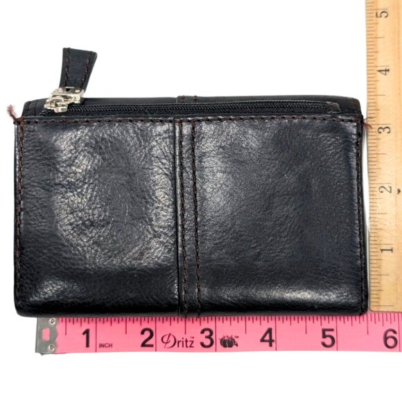 SOLD Fossil Black Pebbled Leather Maddox Tri Fold Folding Wallet 5.5" x 3.5" - Picture 2 of 11